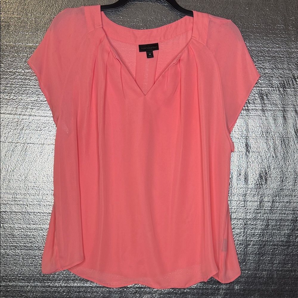 Worthington Coral Sheer Like Cap Sleeve Blouse